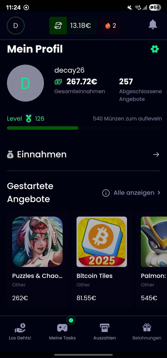 The perfect sode hustle for <a href="/Sorare/">Sorare</a> is <a href="/freecashcom/">Freecash.com</a> 🔥💪

7 months before i saw it and was sceptical. As you see i managed to gain over 265€ in total.

You also wanna start with #freecash?

Sign up through the link and you will get a 5$ bonus 💸
freecash.com/r/C7Z1G

#sorare