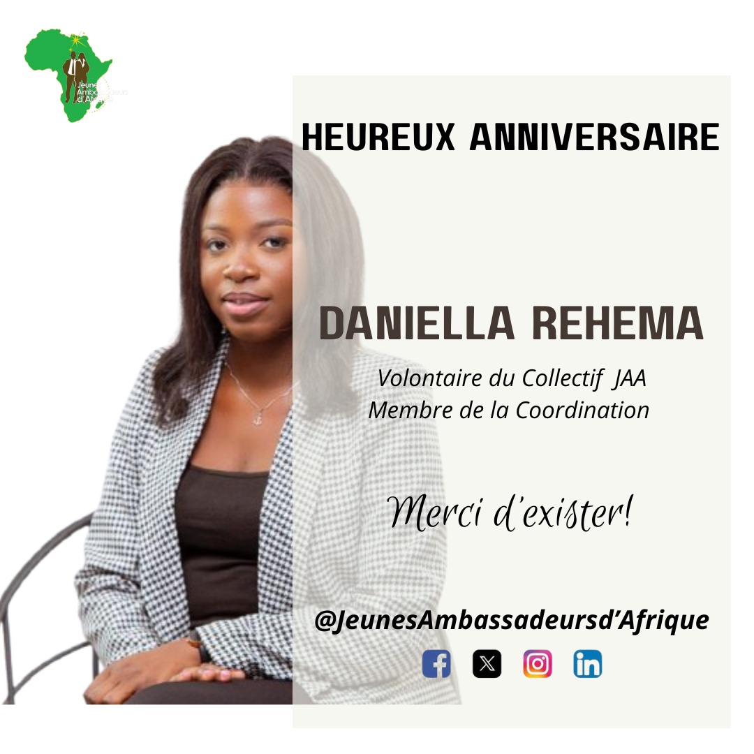 Joyeux anniversaire Daniella 🎉 <a href="/RehemaDanie/">Rehema</a>  
Que cette nouvelle année t’apporte encore plus de force, d’inspiration et de belles réussites. 
Merci pour ton engagement au sein du collectif. 
Continue de briller 🌟