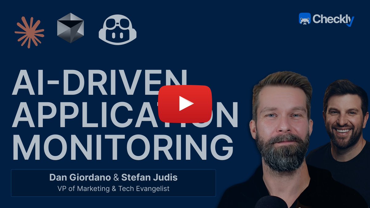 Learn how to combine Checkly + AI to build smarter monitoring setups, with this practical demos:

👉 Watch here: hubs.ly/Q03G8nNc0

And don’t forget to subscribe + hit the bell 🔔 to catch future sessions.