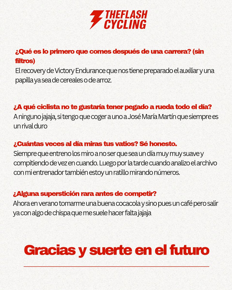 TheFlashCycling's tweet image. 🔴 PREGUNTAMOS A… Pablo Ortega 🔴
Corredor del @GsportTeam 🚴‍♂️💨

Especialista en media montaña y rápido en grupos reducidos. Este año debutó como profesional con la Selección 🇪🇸 en la Vuelta a Asturias.

Un talento en crecimiento con mucha proyección 🚀
¿Hasta dónde llegará? 🔥