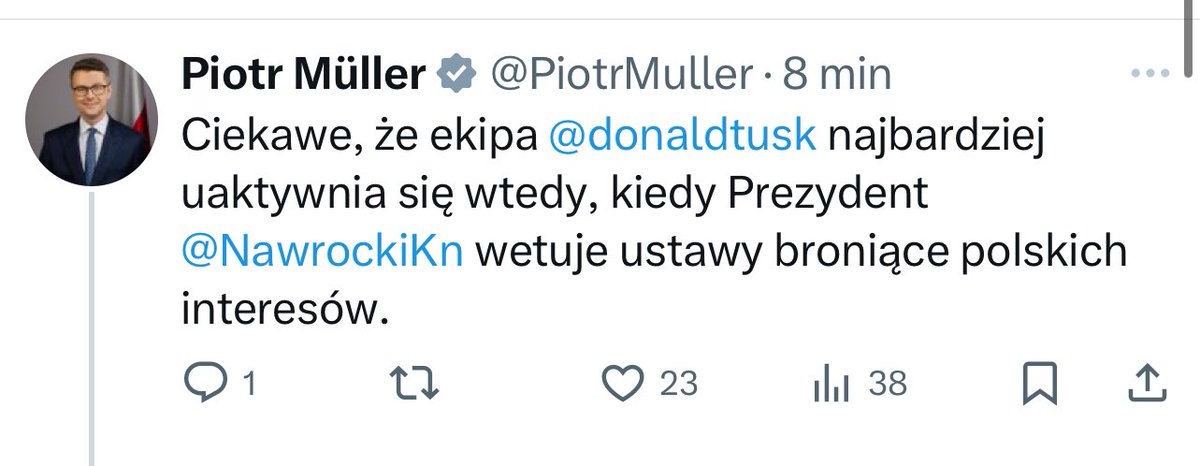 Marek Józefiak (@marekjozefiak) on Twitter photo Pełna zgoda z <a href="/PiotrMuller/">Piotr Müller</a>, byłym rzecznikiem rządu PiS.
Ustawa wiatrakowa była ustawą broniącą polskich interesów. To była ustawa, którą popierali ramię w ramię energetycy, przedsiębiorcy, hutnicy, samorządowcy, ekolodzy.
Miała nam pomóc obniżyć ceny energii i uniknąć Pełna zgoda z <a href="/PiotrMuller/">Piotr Müller</a>, byłym rzecznikiem rządu PiS.
Ustawa wiatrakowa była ustawą broniącą polskich interesów. To była ustawa, którą popierali ramię w ramię energetycy, przedsiębiorcy, hutnicy, samorządowcy, ekolodzy.
Miała nam pomóc obniżyć ceny energii i uniknąć