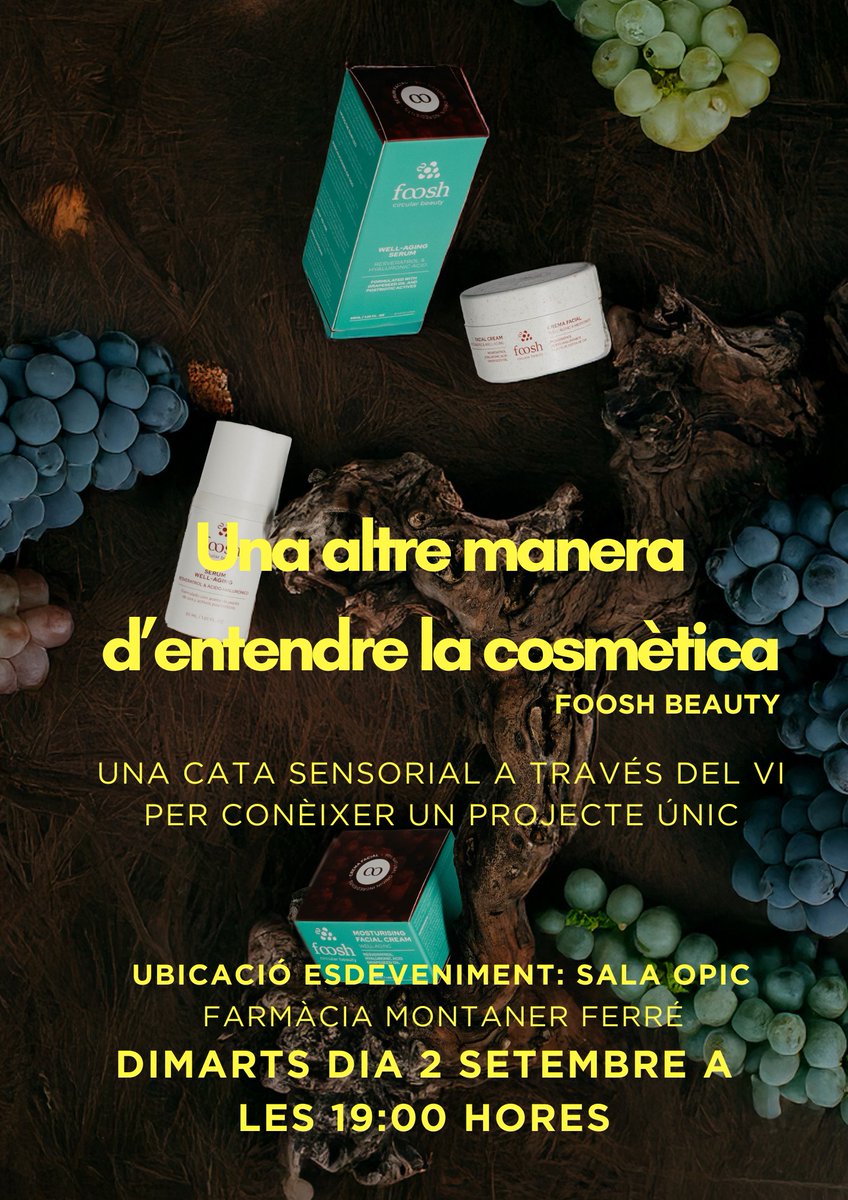 🍇 No et perdis la xerrada “Cata de vins i cosmètica”, en el marc de la #FestadelaVerema25 i organitzada per la Farmàcia Montaner.

🔗 Inscripcions i més informació: cubelles.cat/actualitat/not…

#veremacubelles
#estiucubelles