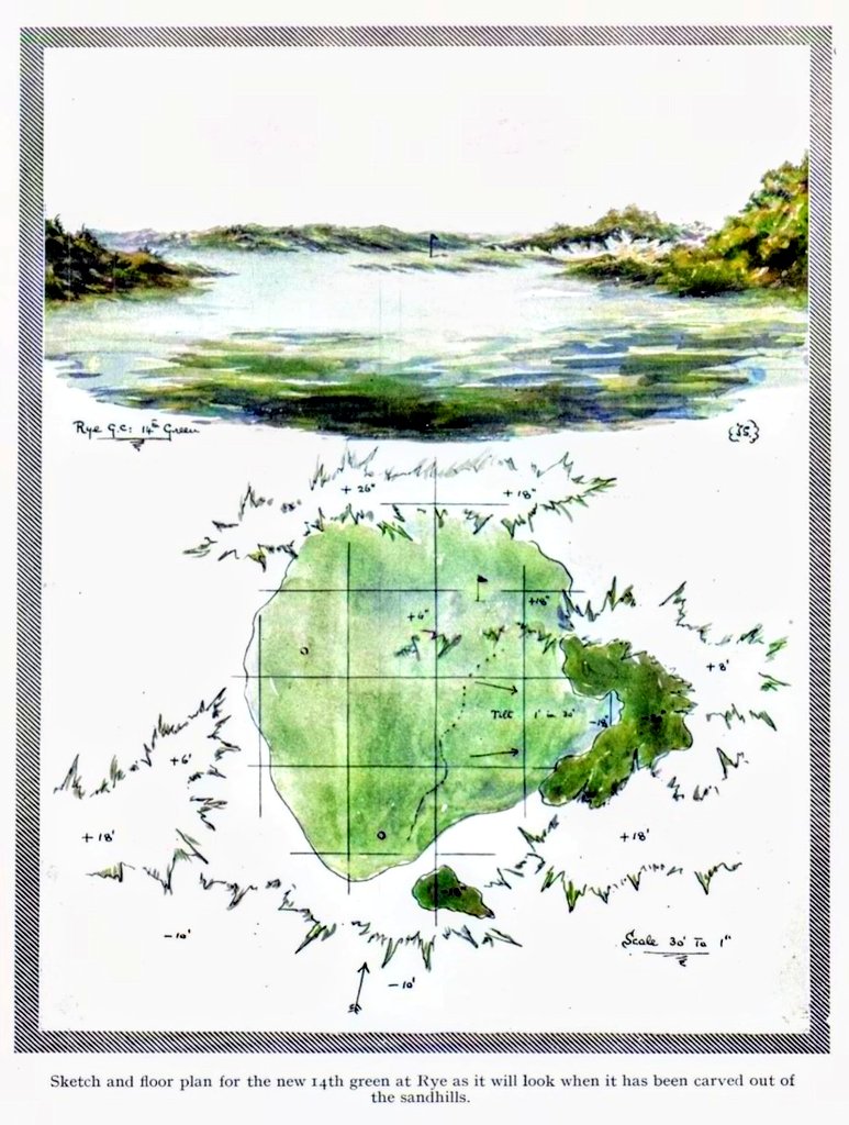 Cool Tom Simpson sketch of the 14th green at Rye that I'd not seen before👊