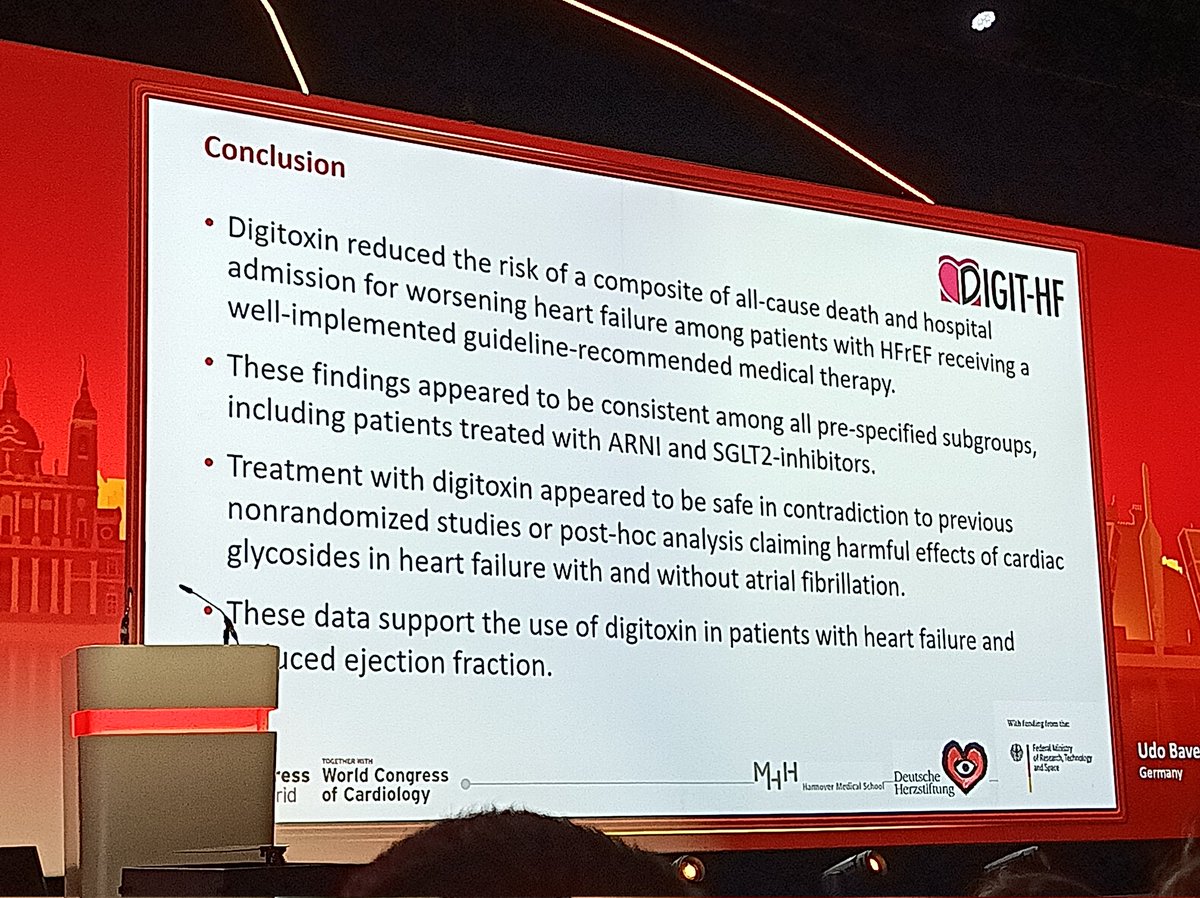 DIGIT-HF trial, Digitoxin in HF 🤓
Digitoxin may reduce death and hospitalization in 36months.
There's more to be discovered 🤔
<a href="/escardio/">European Society of Cardiology</a>  #ESC75Years #CVHealthForAll #LetsRise2025 #ESCCongress
<a href="/ACVCPresident/">ACVCPresident</a> <a href="/PabloJ/">Pablo Jorge</a> <a href="/drdargaray/">Diego Araiza MD</a> <a href="/drmilicaa/">Milica Aleksic</a> <a href="/RThachilMD/">Rosy Thachil, MD, MBA</a> <a href="/Hragy/">Hany Ragy</a> <a href="/HannahSchaubro1/">Hannah Schaubroeck</a>