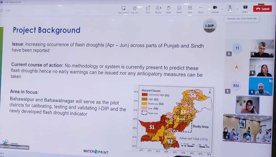 pmdgov's tweet photo. The kick-off workshop for the project titled "I-DIP: Monitoring, Forecasting, and Tackling Flash Droughts in Pakistan" was held today, August 29, 2025, at the Pakistan Meteorological Department (PMD)
#FlashDrought #climatechange #disasterpreparedness 
@FutureWaterUCT @WaterSprint https://t.co/FxGiy1Ejvk
