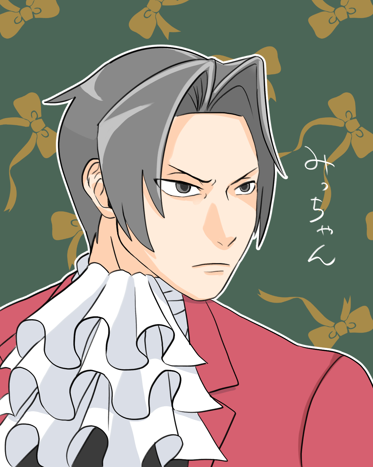 スエカネクミコ　御剣怜侍　直筆イラスト　サインミニ色紙　キャラデザ　逆転裁判 逆転裁判 大逆転裁判 その「真実」 異議あり ミニ色紙