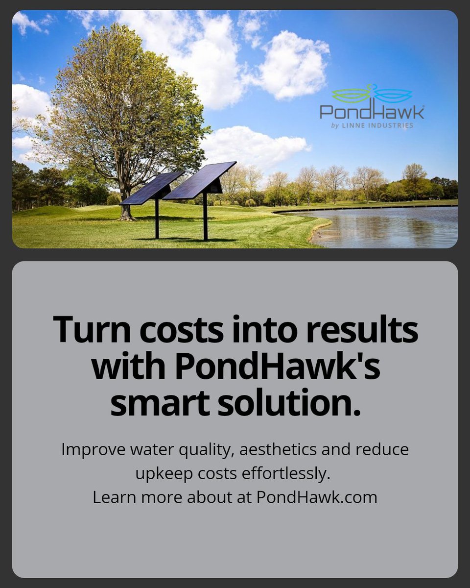 SolarPondHawk's tweet image. Tired of wasting pond-management dollars? 🌊 Discover how PondHawk® enhances beauty and cuts costs at golf courses &amp;amp; stormwater ponds. Dive into the future of pond care! #PondManagement #SustainableWater #GolfCourseMaintenance #WaterQuality #StormwaterAeration #SubsurfaceAeration