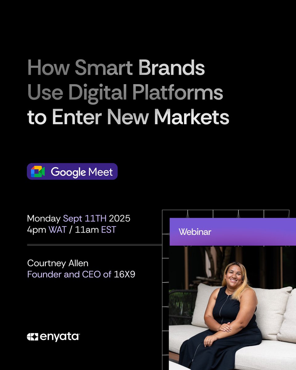 Smart brands know that digital platforms are the gateway to new markets.
Join us on Sept 11th, 2025, for a webinar with Courtney Allen, Founder &amp; CEO of 16X9, as she shares proven strategies to expand globally through digital platforms.

📅 Date: Sept 11th, 2025
🕓 Time: 4PM