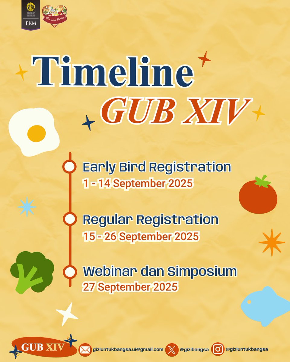 ✨ GET TO KNOW OUR TIMELINE ✨

Yuk intip linimasa rangkaian acara Gizi Untuk Bangsa XIV 🍎
Stay tuned untuk info terbaru!

📩 Narahubung: Layra (082299008373)
📌 IG: @giziuntukbangsa | X: <a href="/gizibangsa/">GIZI UNTUK BANGSA XIV</a> | ✉️ giziuntukbangsa.ui@gmail.com
