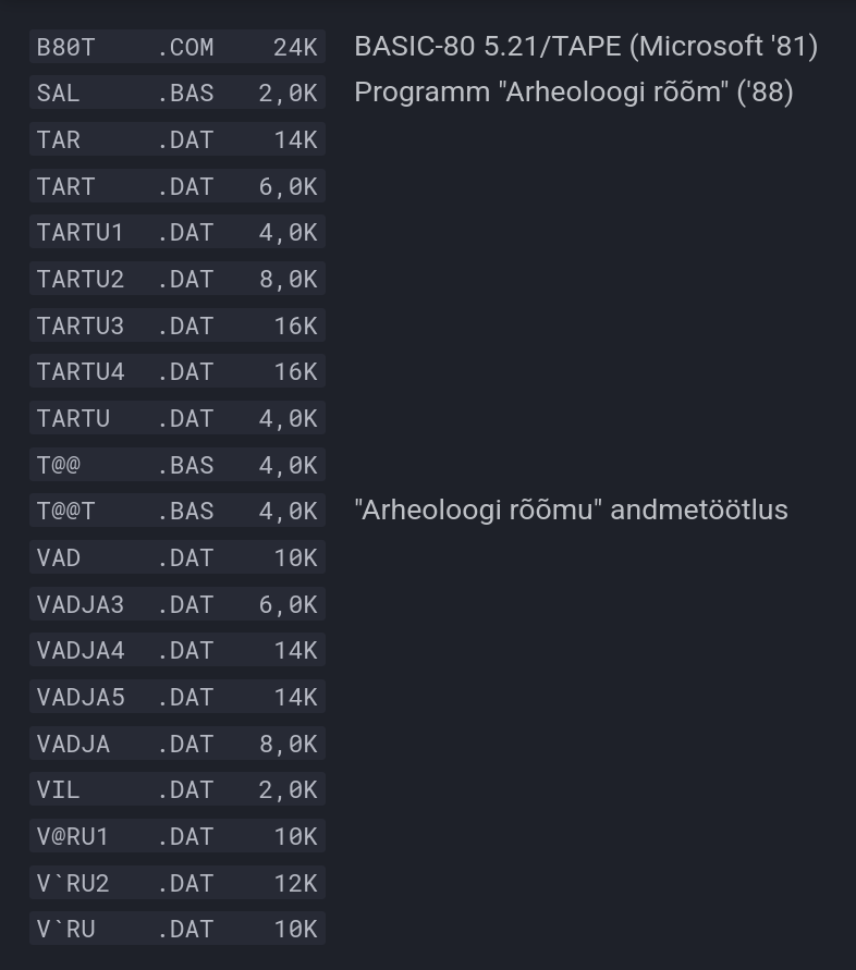 Kuigi JUKU seni ainsal säilinud helikasseti kujul andmekandjal ei olnud lindiopsüsteemi, siiski tuli väljakaevamistel digiarheoloogi rõõmuks välja BASICus kirjutatud matmispaikade andmebaas "Arheoloogi rõõm" -- kellel on veel JUKU kassette? #juku3000 #arvutilugu #digiarheoloogia