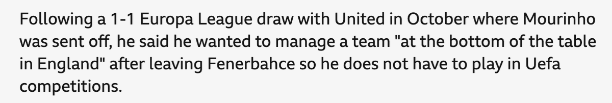 Looks like Jose will be heading to West Ham...