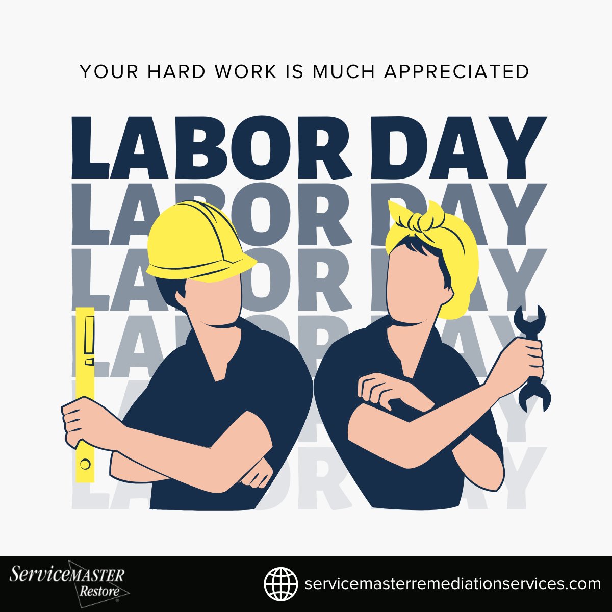 servmaster247's tweet image. Happy Labor Day! 🇺🇸

Today, we take a moment to celebrate the hard work, dedication, and passion of every single worker. Thank you for everything you do! 💪💛

servicemasterremediationservices.com

#LaborDay #LaborDay2025 #ServiceMaster #ServiceMasterRemediationServices