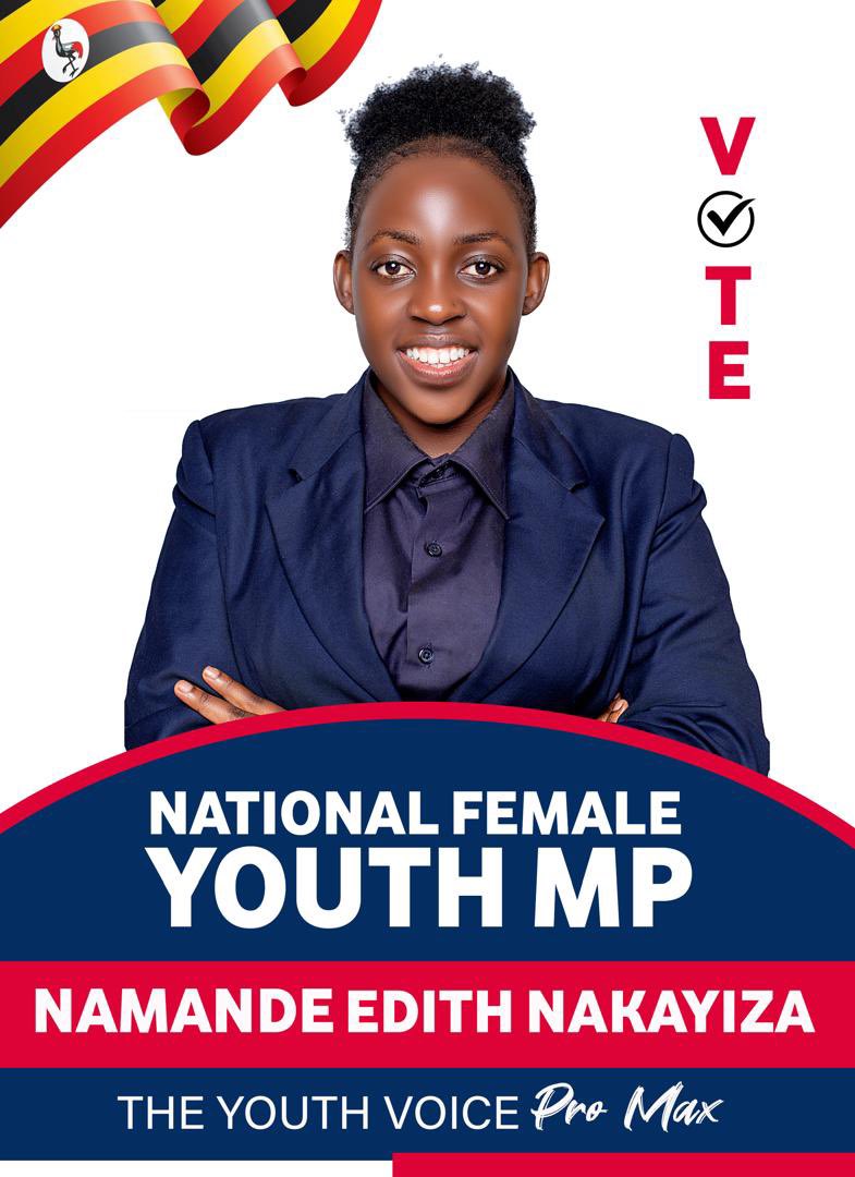 I officially declare my candidacy for the position of National female Youth member of Parliament, 
Stepping forward not just as a candidate but as a youth that has faced the many challenges Ugandans Face.
Namande Edith Nakayiza
#EdiththeRisingStar
#Youthvoicepromax