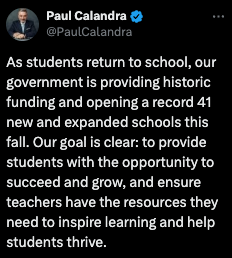 If only this statement ⤵️by the Minister were true! 

FACT: Over the past seven years, under the Ford government's leadership, #onted funding has been cut by $6.35 billion. Ontario students have unmet learning needs and need increased supports. Our kids deserve better. #onpoli