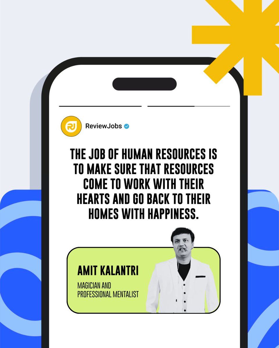ReviewJobsUS's tweet photo. “HR’s job is to send people home with happiness.” – Amit Kalantri 💛
At https://t.co/2pqUi2xxEU, we help companies prove it — through authentic employee reviews that showcase culture, build trust, and attract the right talent.
#EmployerBrand #HR #ReviewJobs https://t.co/JAb5ALGDLY