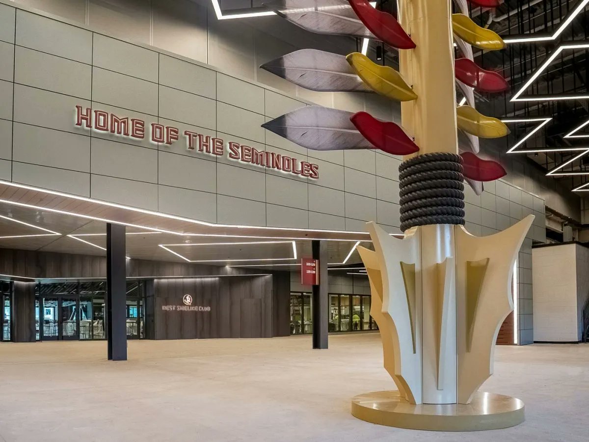 A $256M renovation of Florida State’s Doak Campbell Stadium opens Saturday. Improvements include diversified seating, new chairbacks, expanded restrooms and concessions and a new club. Design by Populous.