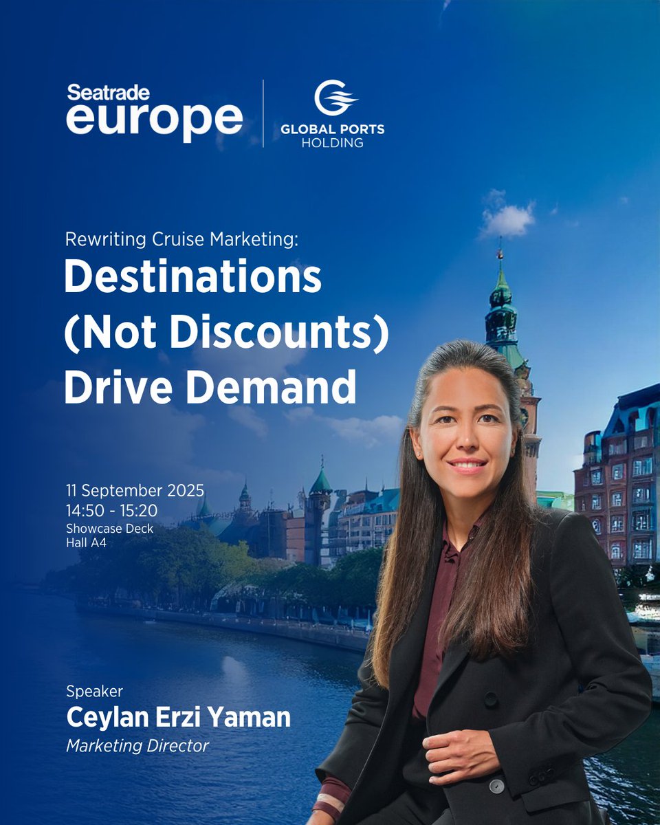 We are delighted to announce that Ceylan Erzi Yaman, Marketing Director at Global Ports Holding, will be speaking at Seatrade Europe 2025 in Hamburg.

Ceylan will share insights on how destination-focused storytelling is shaping the future of cruise marketing.