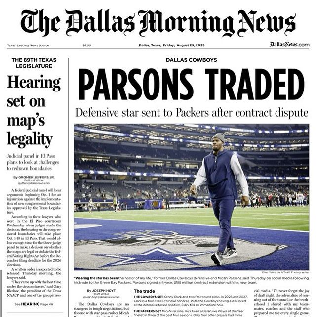 Proof that print is dead: The <a href="/gbpressgazette/">Green Bay Press-Gazette</a> has excellent #Packers coverage of the blockbuster Micah Parsons trade. You won't find it in today's Press-Gazette, though. Not with today's deadlines. Digital is place to be.