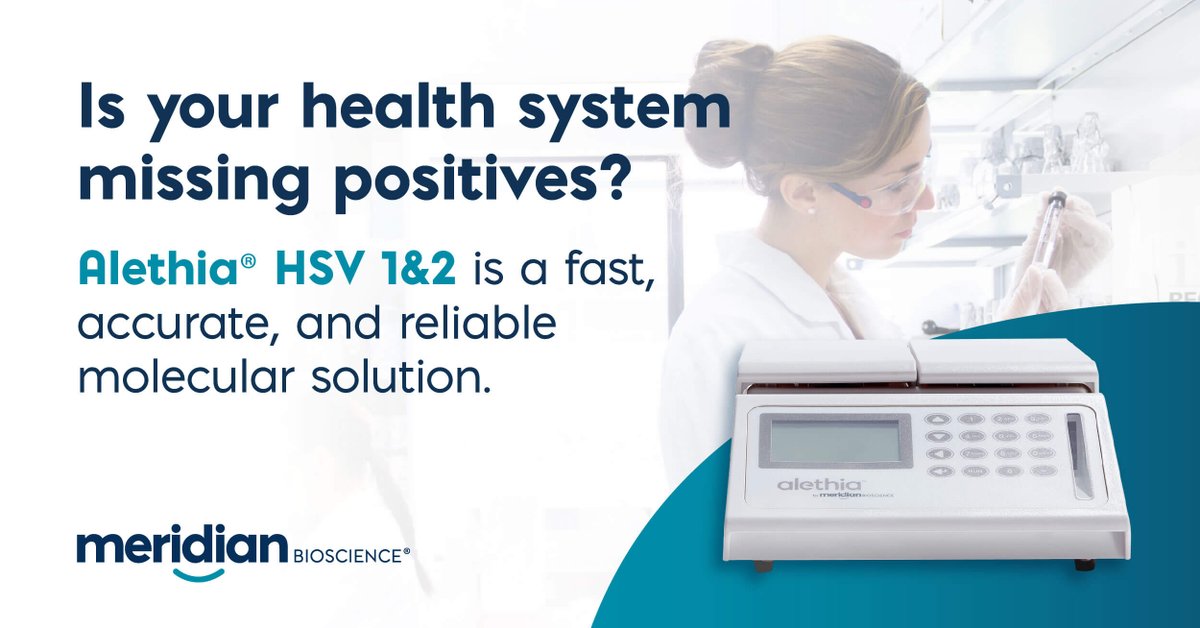 Is your health system missing positives? 

With less than 1 hour turnaround time, Alethia is a fast, accurate, and reliable molecular solution for the detection and differentiation of HSV-1 and HSV-2. 

View our brochure on Alethia HSV 1&amp;2 to learn more. 👇hubs.li/Q03G9G5m0