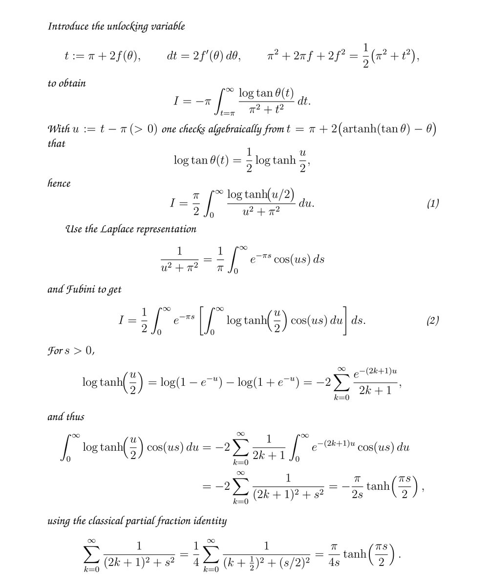 SrinivasR1729's tweet photo. I found this amazing integral on Mathematica Stack Exchange. It was interesting and tricky. Here’s my solution and how could we extend the result to a more general integral?
MSE link: https://t.co/BU9pOmiW8g https://t.co/3NIZqxxqre