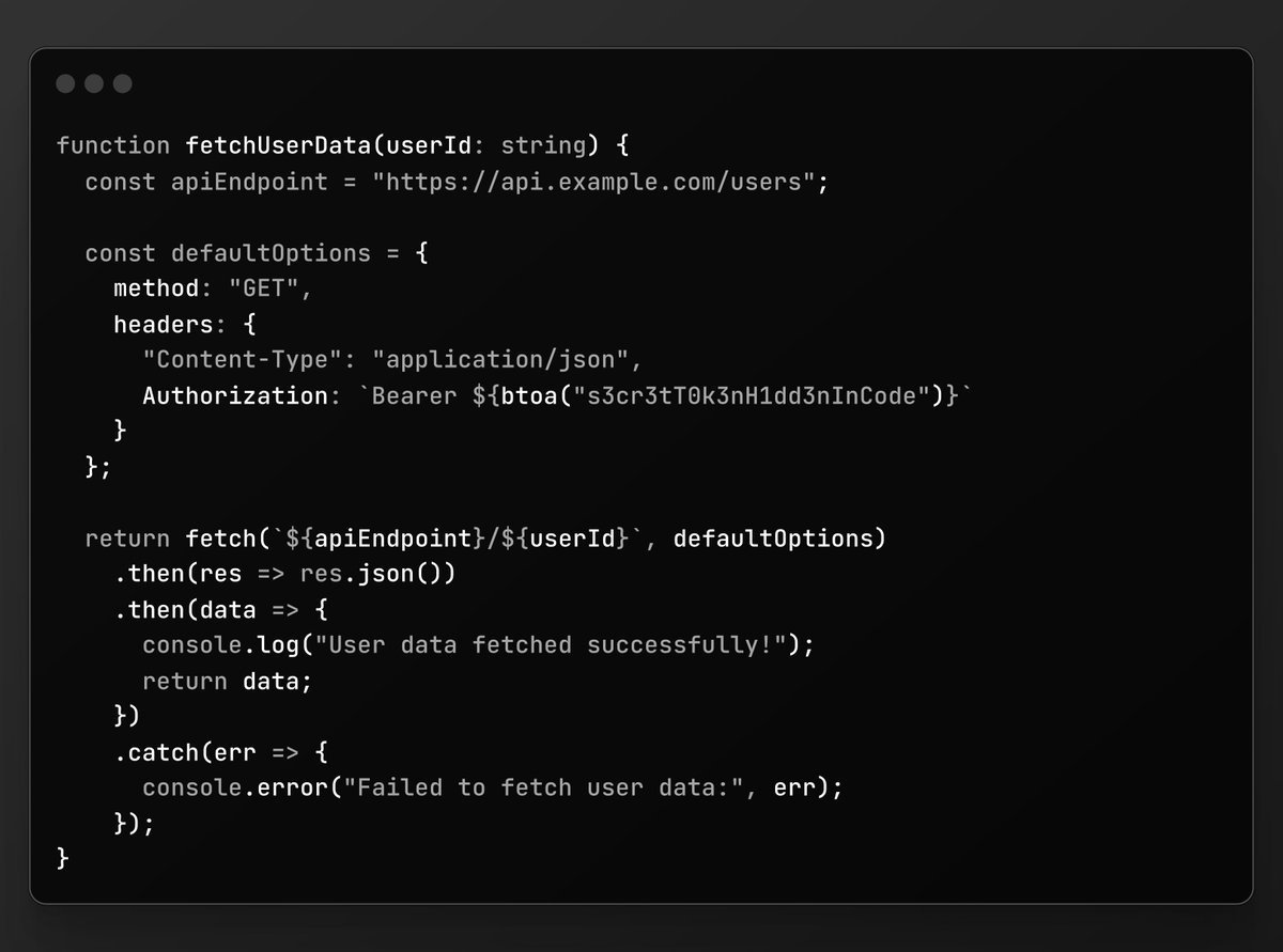 stashbase's tweet image. Friday challenge! ⚡
Some secrets are easier to commit than to spot… 🤫
#CodeChallenge #JavaScript #Infosec