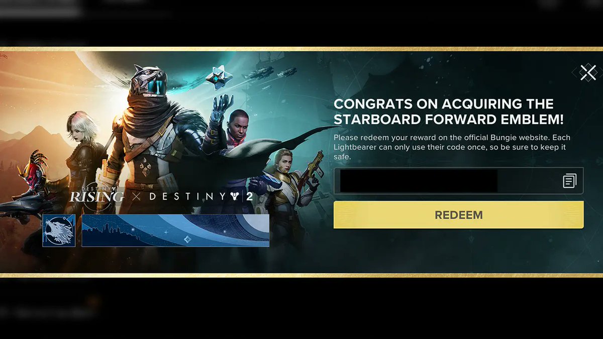 DestinyBulletn's tweet image. 🚨Here’s how to get Destiny 2 x Destiny: Rising Starboard Forward collab emblem - thegamepost.com/how-to-get-des…