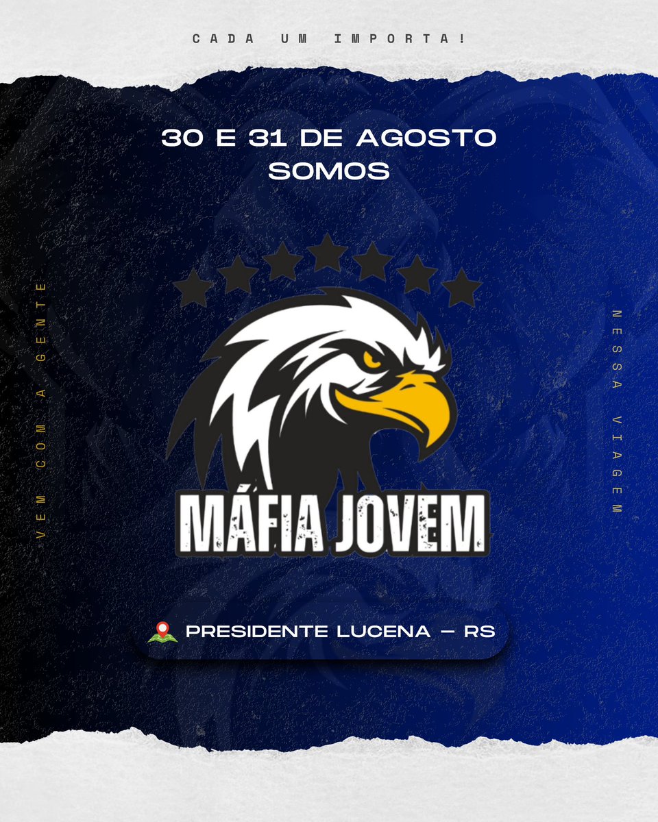 Esse fim de semana estaremos em Presidente Lucena com os amigos da Máfia Jovem, celebrando a amizade e retribuindo tudo o que já recebemos. Mais que parceiros de gincana, vocês são inspirações e verdadeiros amigos. Podem sempre contar conosco! 

🦅