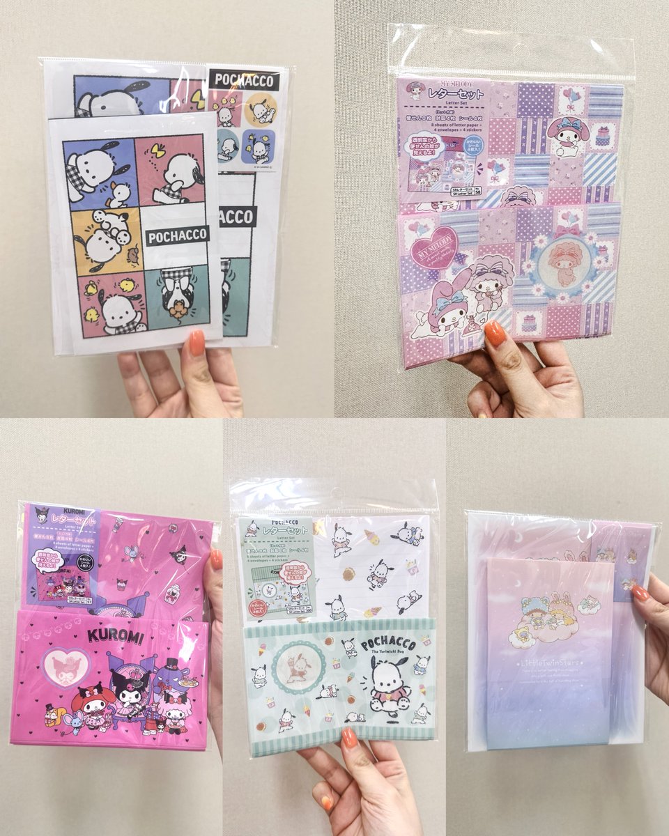 #카치입고 편지지 특집 ᯓ★.ᐟ
《 라인업 》 포챠코, 마이멜로디, 마멜쿠로, 키키라라
《 세트 구성 》 편지지 + 편지봉투 + 스티커
