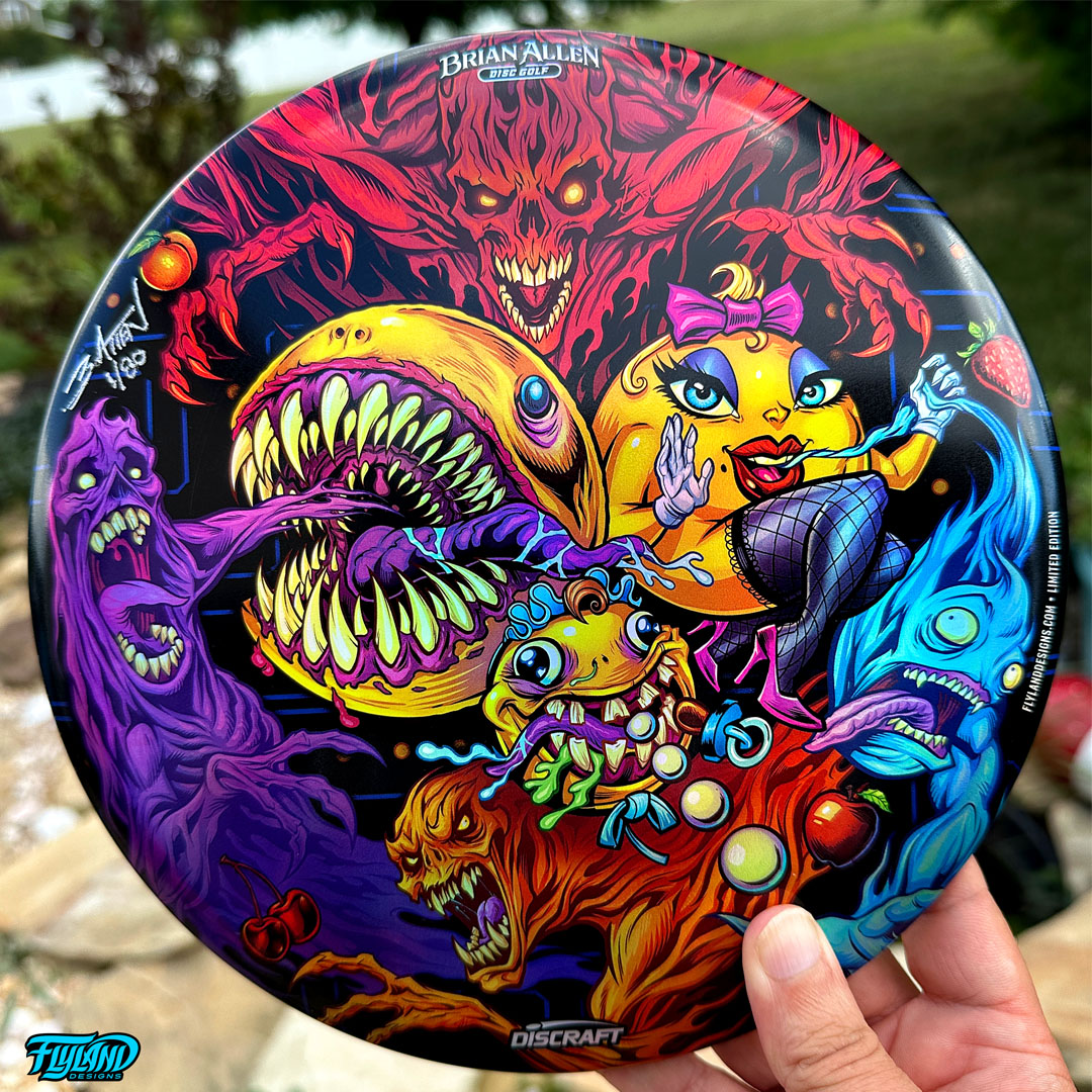 flylanddesigns's tweet photo. Here's how the Pac-Man family I drew turned out printed on a Full-Foil Discraft Buzzz! These dropped yesterday, but I still have some left if you'd like one
#discgolf #discgolfdaily #discgolfer #discgolfislife #frisbeegolf #discraft #retroarcade #pacman #retrogaming #arcade https://t.co/zj0QAy4Vgq