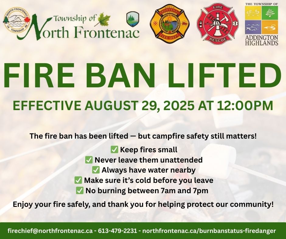 FIRE BAN LIFTED 

#northfrontenac #infrontenac