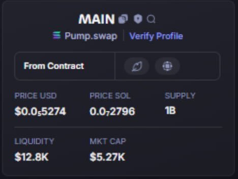 AshenApe's tweet photo. $MAIN spotlighted at just $5.2K MC β now ready to skyrocket! ππ
βοΈ Chain: #Solana #CryptoAlpha #MicrocapGems #AltcoinSeason #DeFi
π₯ Join my VIP TG & catch the next monster move! https://t.co/ErlxfYBa9d