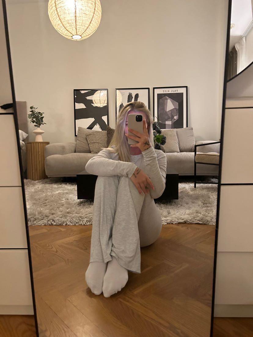 Just home in my cozy outfit all alone today..