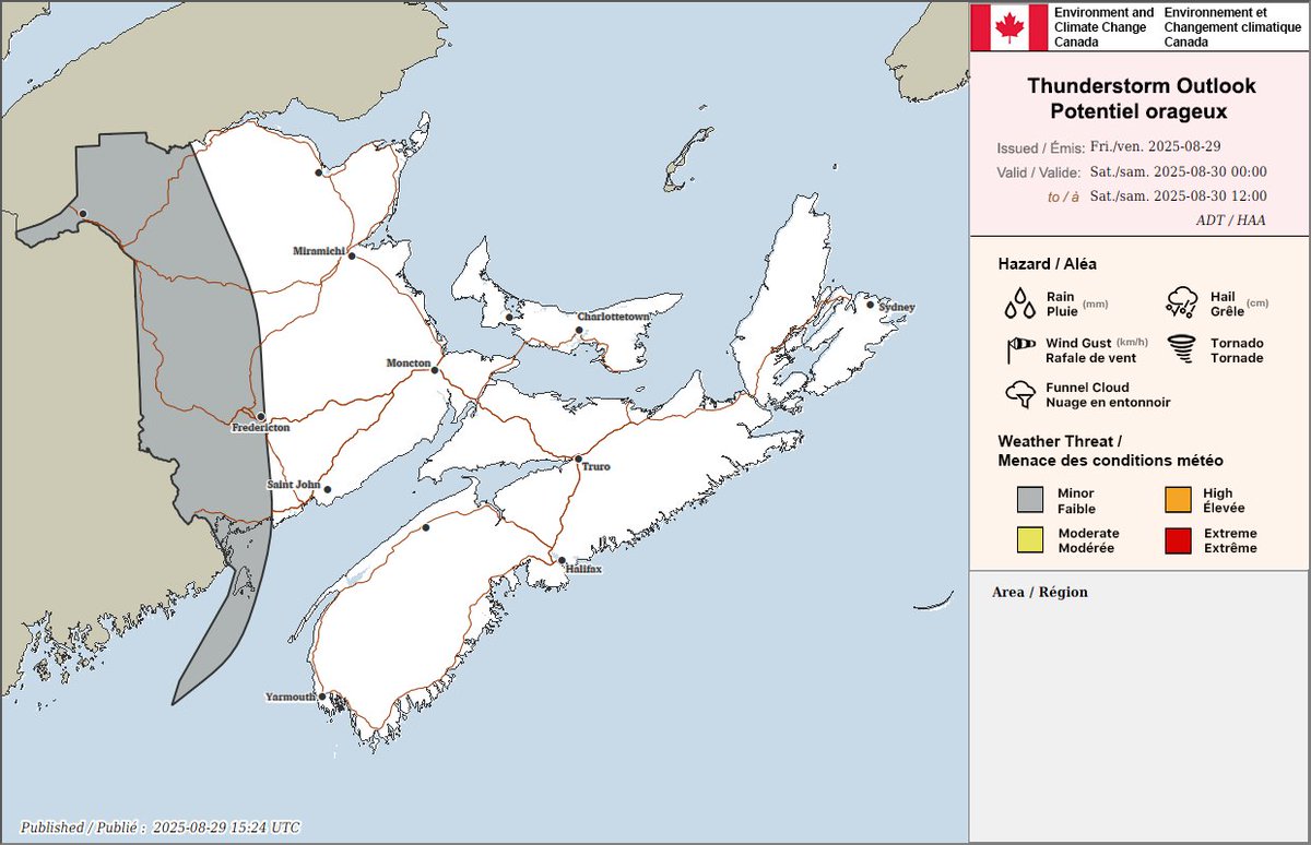 ECCCWeatherNS's tweet image. ⛈️ Thunderstorm Outlooks valid for Today, Tonight and Tomorrow. #NSstorm