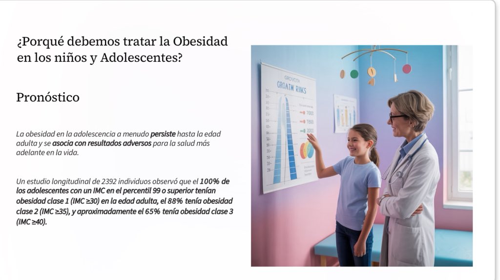 El sobrepeso y la obesidad en niños debe atenderse y atacarse desde las más tempranas edades. Si llegan con obesidad a la adolescencia estudios de seguimiento señalan que el 100% tendrá obesidad grado I el 88% grado II y el 65% grado III en la edad adulta. Los datos asustan.