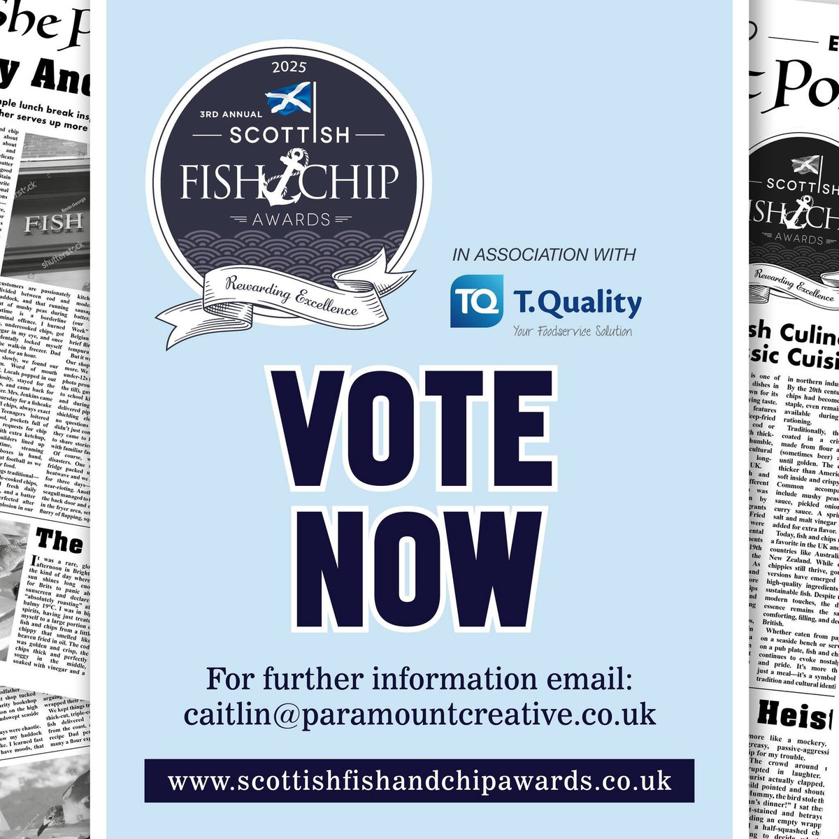 SCOTTISH FISH AND CHIP AWARDS 2025

Please vote if you can 😍

Best Fish and Chip Shop (North) 
Best Fish Supper (North) 
Best Dine in 

👉Cast your vote now:
scottishfishandchipawards.co.uk/vote-2025/

Thank you 🙏 
#FishAndChipAwards #ScottishChipawards  #VoteNow #SupportLocal #FrydayFeeling