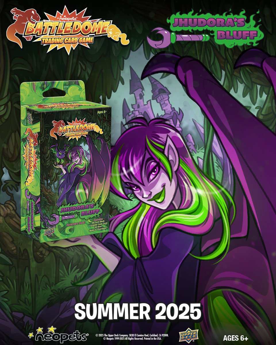 UpperDeckEnt's tweet photo. Neopets Battledome TCG Illusen's Glade and Jhudora's Bluff Structure Decks, Coming Soon! These pre-constructed decks are designed to up the competition in the Battledome. Who better to send into highly competitive battle than these archenemies… or are they? https://t.co/dnWVdzsY8l