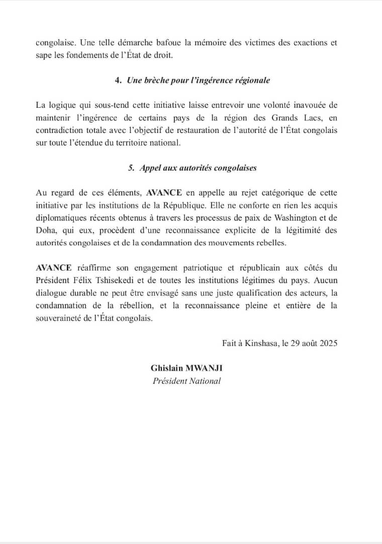 Conférence de la fondation Thabo
Mbeki : « La convocation de hautes personnalités congolaises par une entité étrangère non mandatée constitue une offense grave à la souveraineté de notre pays. Un acteur partial et politiquement engagé
L’ancien président Thabo Mbeki n’est pas un