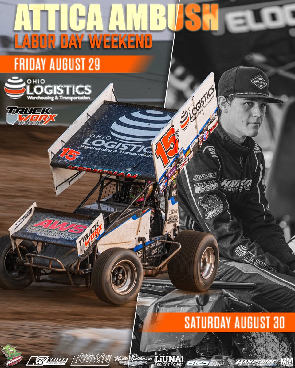 ATTICA AMBUSH TIME 

🚨 NEW SHIRTS &amp; HOODIES will be available tonight &amp; tmrw at the track!

Youth Shirts $20 | Adult Shirts $25 | Hoodies $40 🚨 

We have a very limited amount of last years shirts that are marked down as well. 

See everyone tonight! 👊