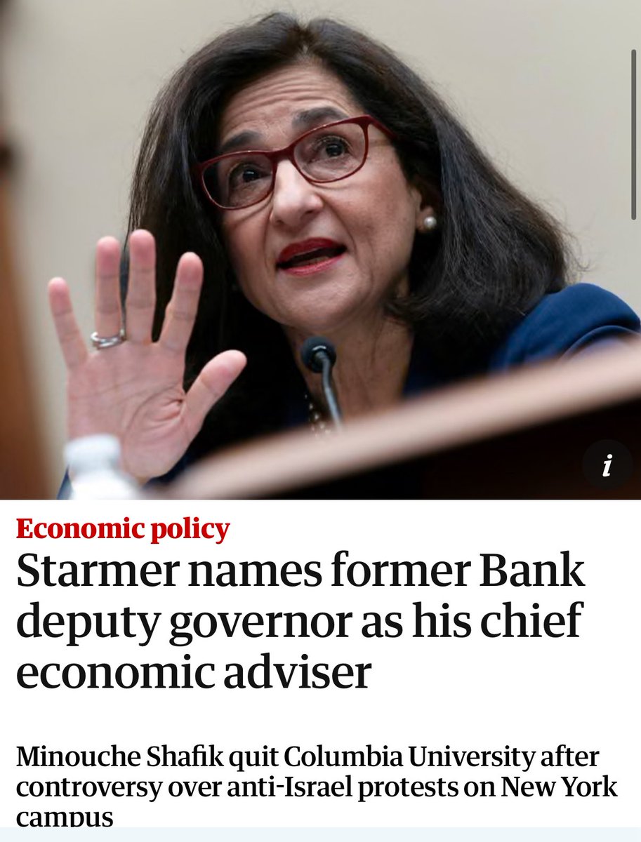 Ali Abunimah (@aliabunimah) on Twitter photo Genocidal baby killer <a href="/Keir_Starmer/">Keir Starmer</a> appoints Minouche Shafik, the former <a href="/Columbia/">Columbia University</a> president who sent armed thugs to attack students protesting genocide, as his chief economic adviser. Failing upwards on a ladder soaked in blood Genocidal baby killer <a href="/Keir_Starmer/">Keir Starmer</a> appoints Minouche Shafik, the former <a href="/Columbia/">Columbia University</a> president who sent armed thugs to attack students protesting genocide, as his chief economic adviser. Failing upwards on a ladder soaked in blood