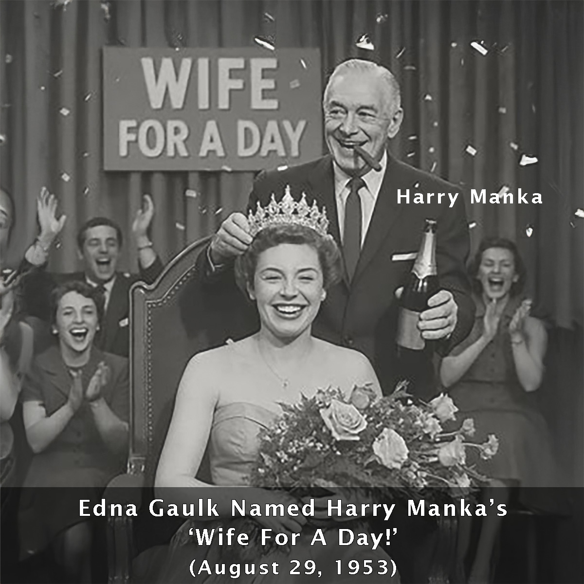 MankaBros's tweet photo. This Date In Manka Bros History - Aug 29, 1953:
After a nationwide contest, Edna Gaulk from Dayton, Ohio, is named Harry Mankaโs โWife For A Day!โ
https://t.co/DUh6qAXbjT
#hollywoodstudios #hollywood #gameshow #realitytv #QueenForADay #satire #parody #daytonohio #burbank #cbs https://t.co/uCXhxMP5bE