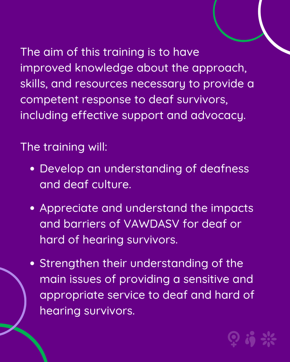 If you work within a VAWDASV specialist service or are a practitioner, join this half day free training to improve your understanding of the experiences of deaf or hard of hearing survivors of VAWDASV to help ensure the survivor receives the appropriate support.