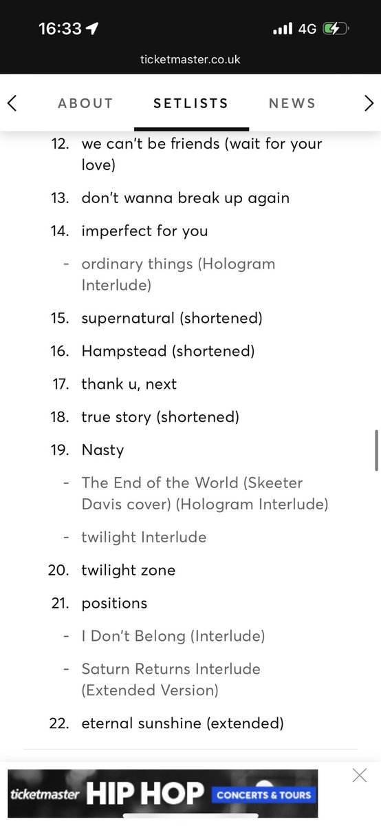niallsposition's tweet image. has anyone seen this setlist on ticketmaster? surely this isnt real #EternalSunshineTour