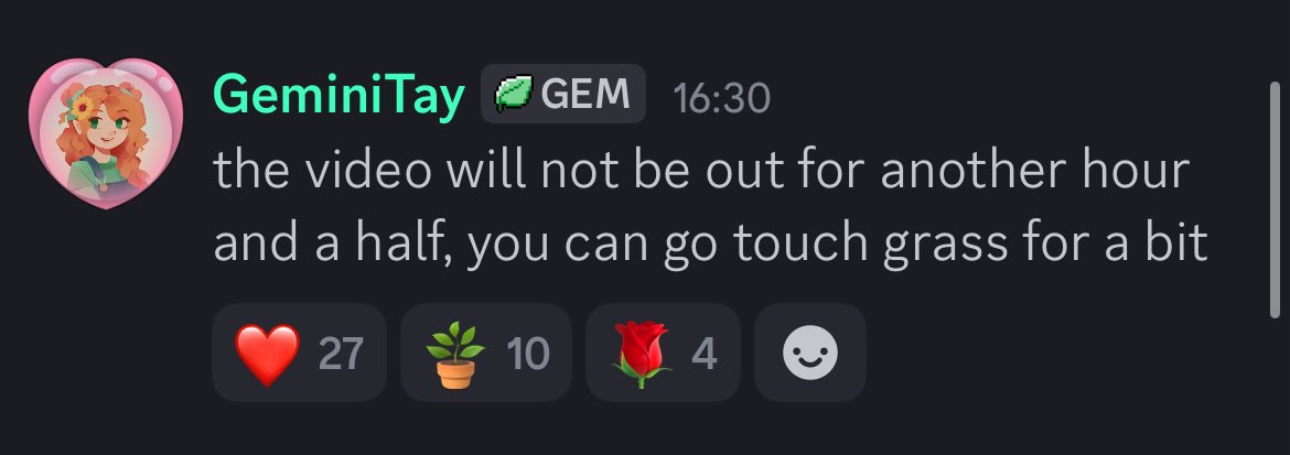 // past life spoilers somewhat 

the video (from atleast gem, I’d suspect others to as only 5 are left) won’t be coming out till 6pm bst