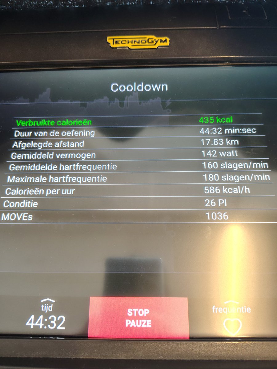 There's a point at which with the right soundtrack, heart rate, and exercise intensity you enter a certain flow state. Then you just keep going. 

Max HR: 180
Avg HR: 160

44min indoors bike.