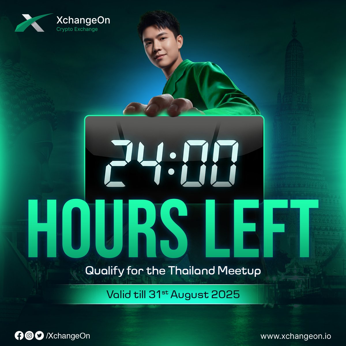 🔥 The final countdown begins… ⏳
Only 24 HOURS LEFT to qualify for the Thailand Meetup 🌴✨
This isn’t just a trip — it’s proof you made it happen 🚀💪
Valid till 31st August 2025 — after that, paradise closes its doors 🚨

#XchangeOnThailandMeetup