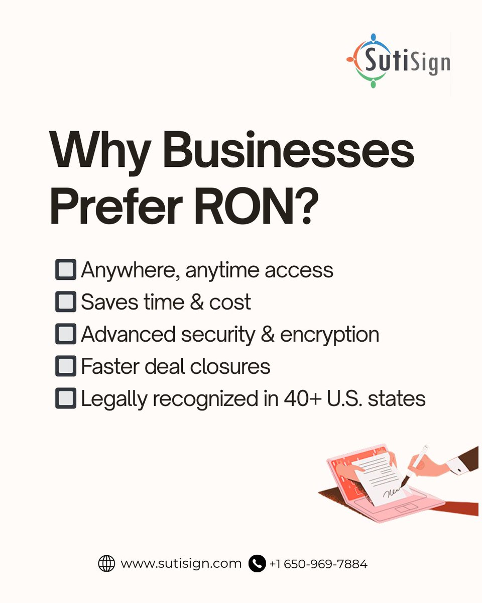 sutisoft's tweet image. Notarization without pens, stamps, or office visits? ✅
Remote Online Notarization (RON) is making it possible - secure, compliant &amp;amp; 100% digital.

Read how it builds digital trust: sutisoft.com/blog/remote-on…

#DigitalTrust #RON #eSignature #LegalTech