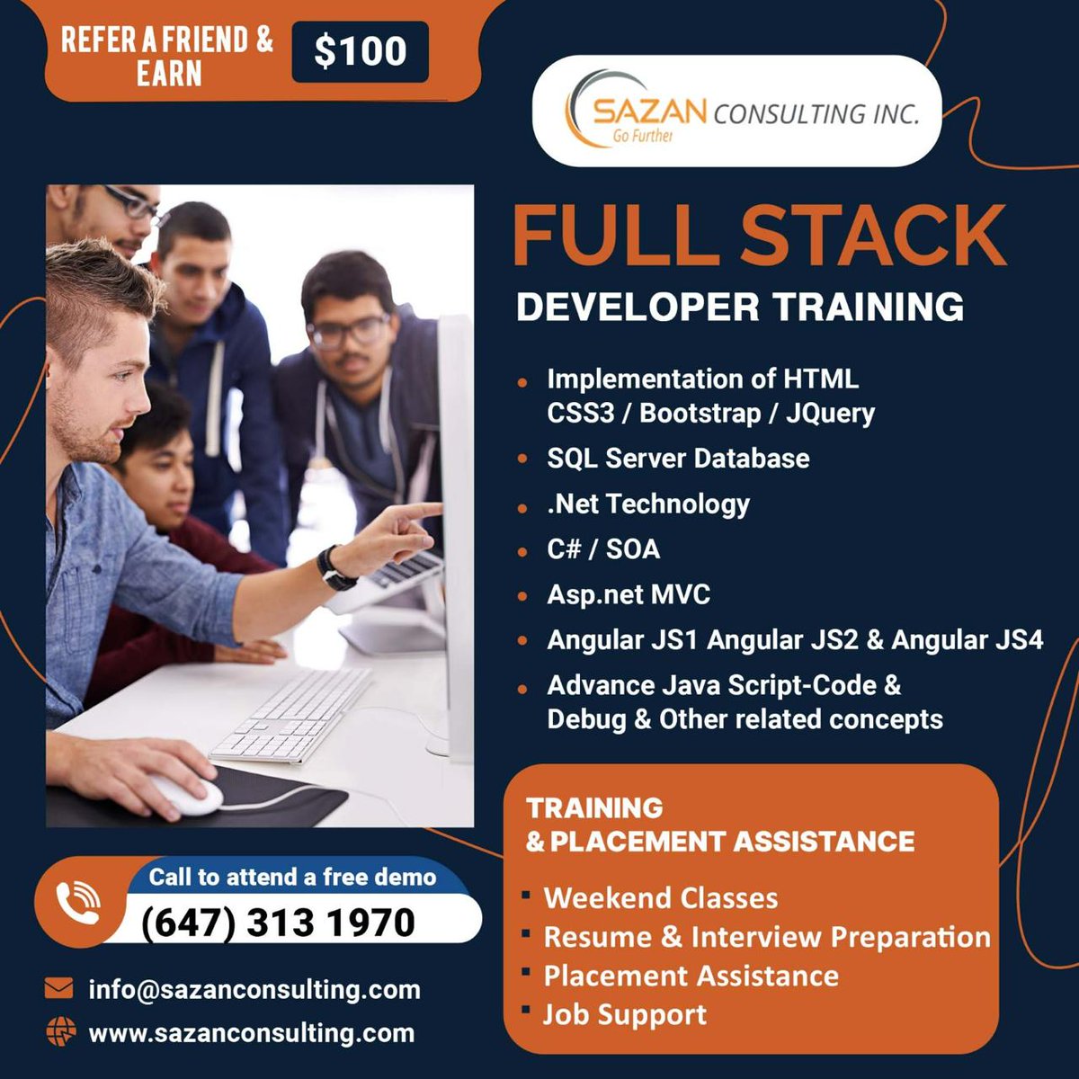 Sazanconsultin's tweet image. Want to Become a Full-Stack Developer? Sazan Consulting offers expert-led Full-Stack Developer training designed to prepare you for real-world roles in tech. Call 6473131970 or Email info@sazanconsulting.com #fullstackdevelopers #jobopenings #Techcareers #Webdevelopment #Canada