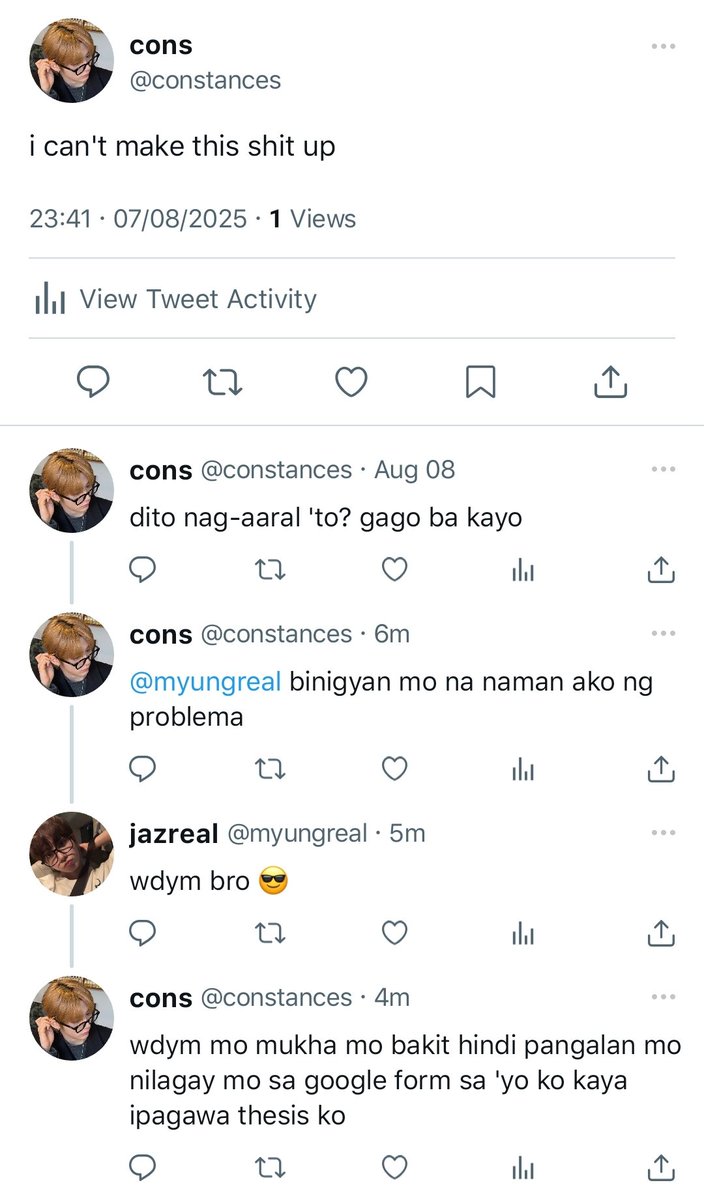 4ballpool's tweet image. date an isko.. gone wrong? 💢
an #ihtaes / #taeshan filo au

this is what happens when a person you long cut ties with suddenly appears to be a schoolmate of yours, and as a dating match, at that. 

or—alternatively, 
how cons' (hts) found his closure after 3 years of no contact.