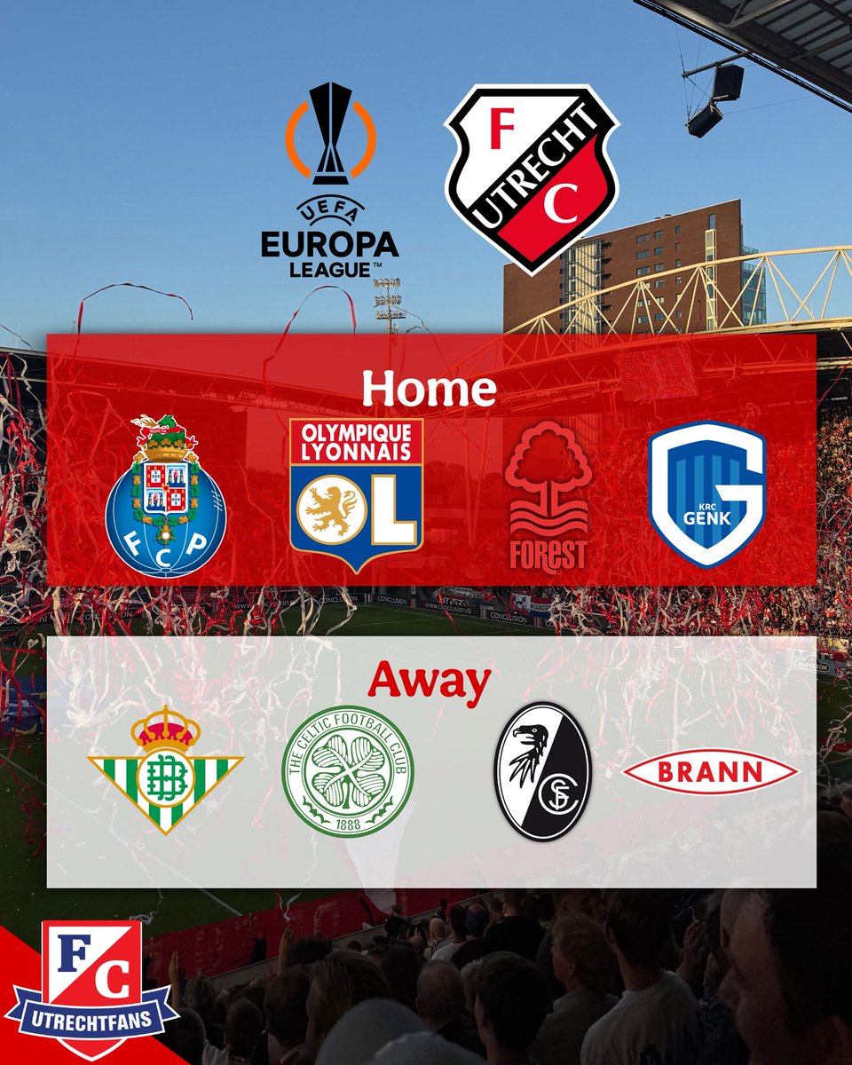 UtrechtFansNL's tweet photo. De loting van de UEFA Europa League is bekend!๐คฉโฝ๏ธ
#fcutrecht #utrechtfans #europaleague https://t.co/tVXmVwhy2i