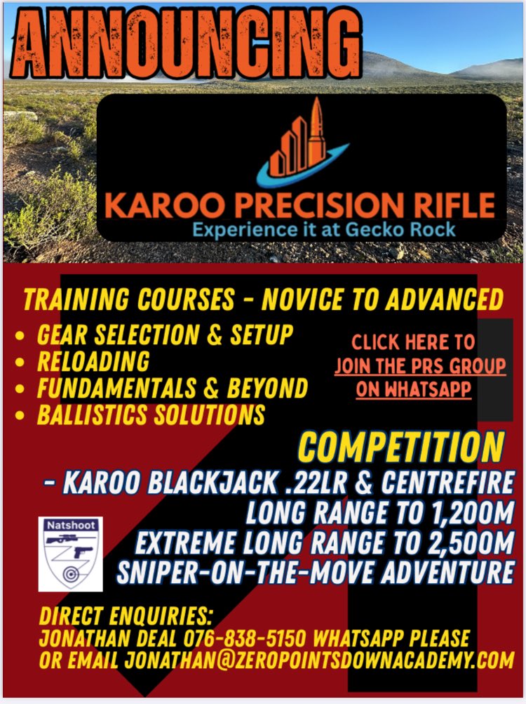 MalcolmCZP07's tweet image. Keen on stretching your reach in the Karoo? #Sportsshooting 
chat.whatsapp.com/KTu2Eq3taS2F8K…
